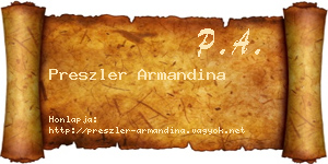 Preszler Armandina névjegykártya